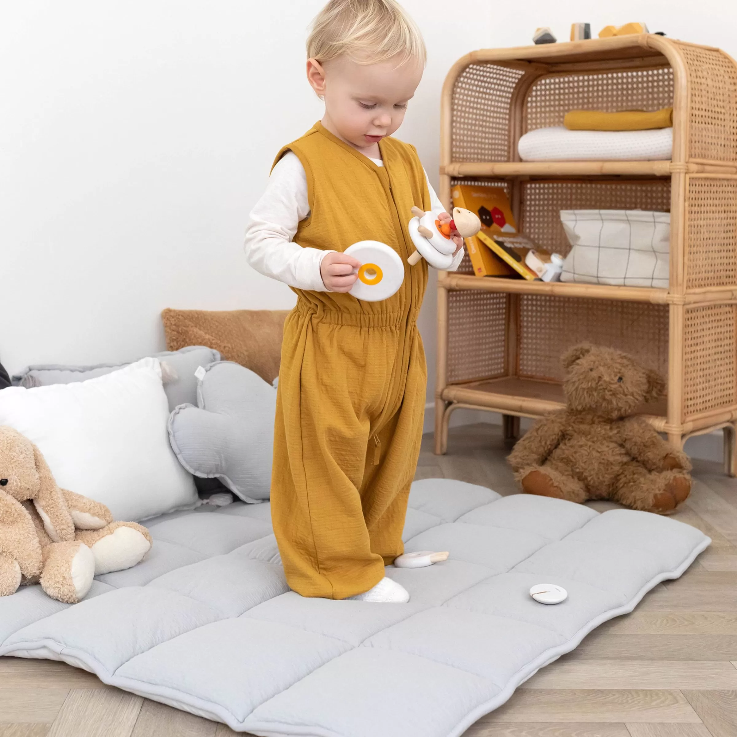 BEMINI Combo Krabbeldecke Und Nestchen Pady Tetra Jersey + Jersey 100X100Cm Cadum Grizou Outlet